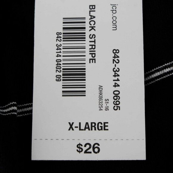 ANA $26 Sz XL Black White Stripe Chiffon Peplum Rayon Poly Knit Top - Picture 6 of 7